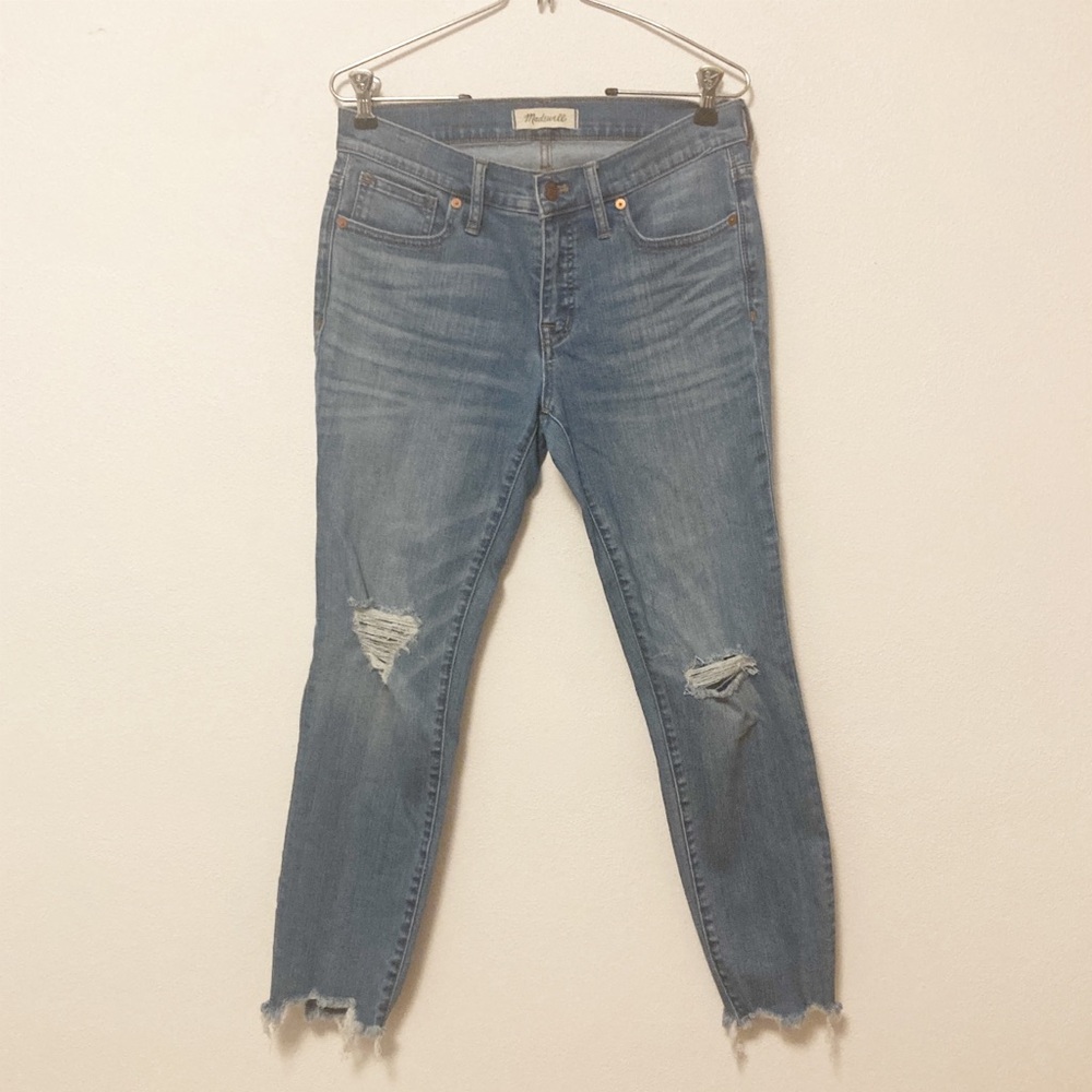 Madewell Distressed Raw Hem Skinny Jeans 28” Petite